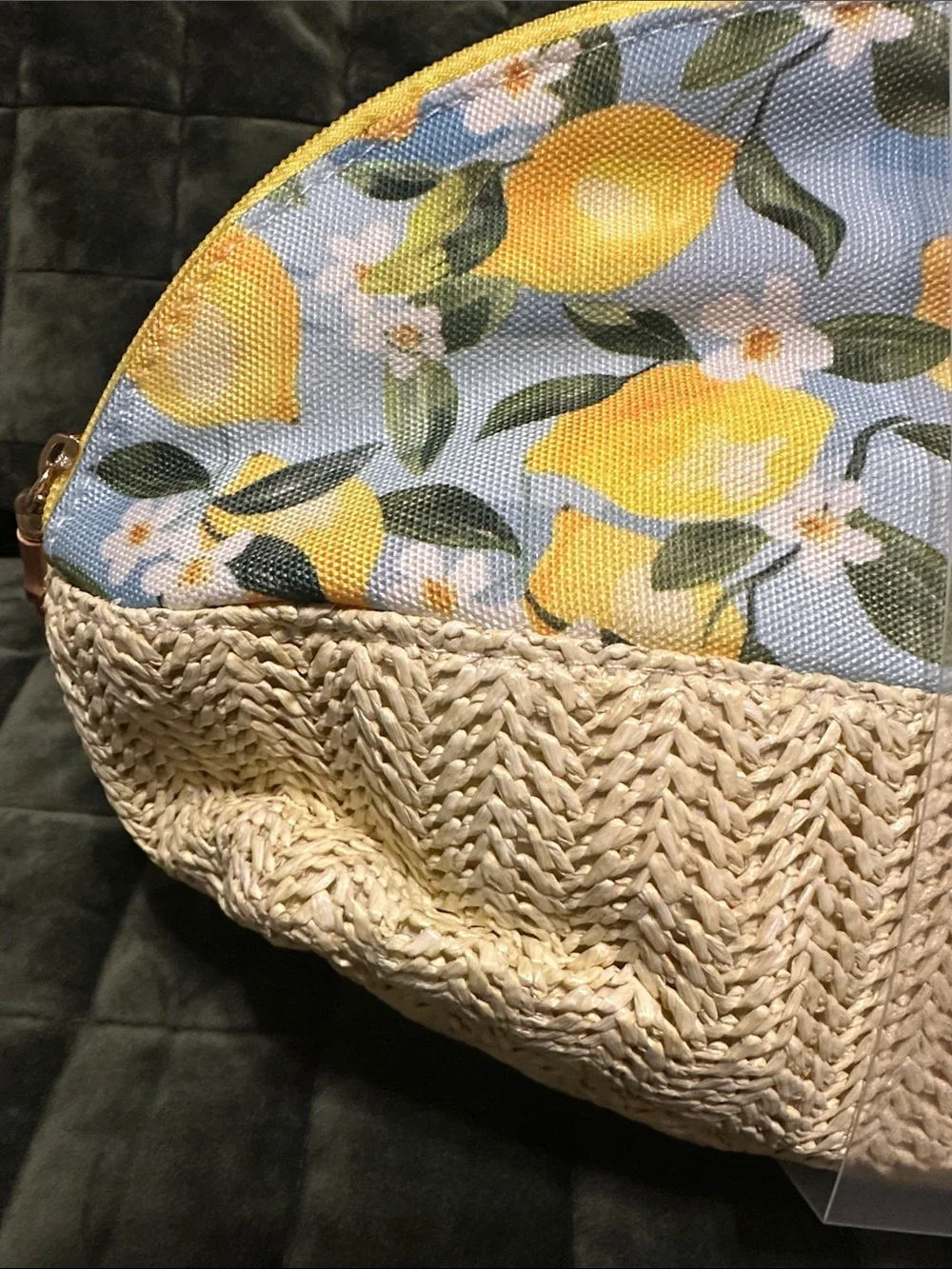 Wandering Moon Yellow Lemon Print Woven Zipper Pouch